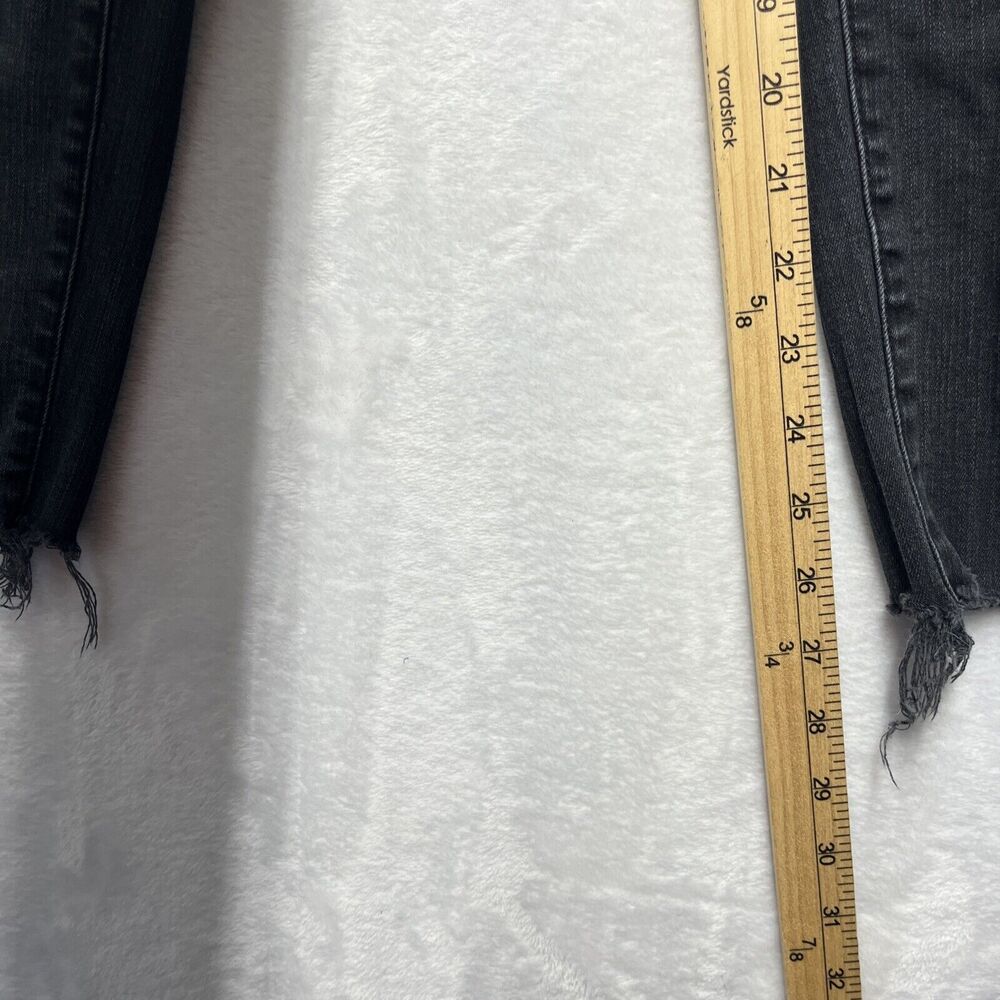 Madewell 9” Highrise Skinny Women’s Size 31‎ Raw Hem Button Fly Black Grunge - Picture 3 of 11